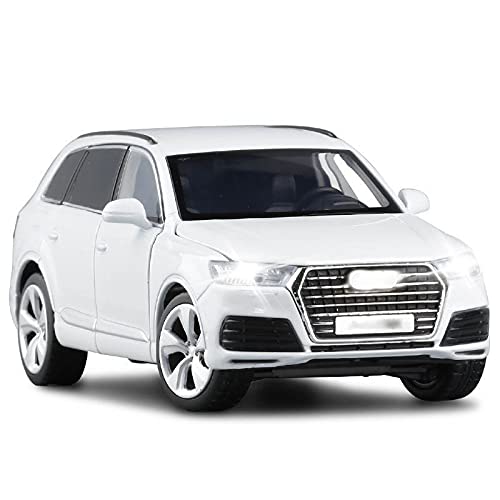 HBSM Regalo 1/32 Aleación De La Aleación Emitida para Q-7 SUV Modelo De Juguete Coche Simulación Dirección Amortiguador De Choque Colección Luz De Sonido Juguetes Vehículo (Color : White)