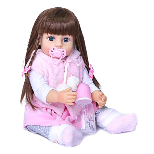 HDBD Muñeca de simulación Cama de bebé recién Nacido Juguete para Dormir Accesorios para niña Reborn Decoración de habitación de bebé Muñeca de Silicona ecológica Juguetes agradables