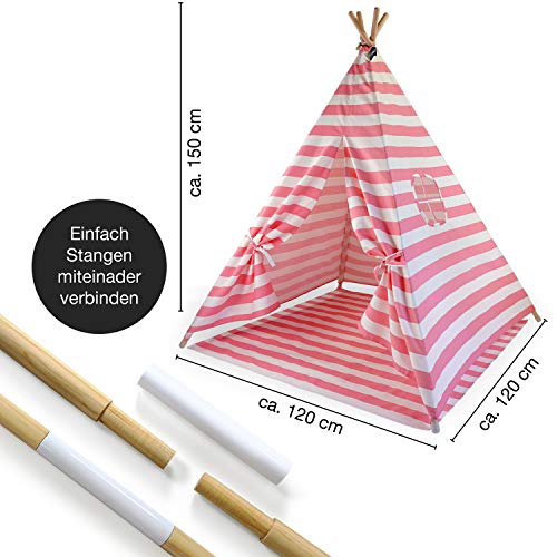 Hej Lønne Tipi - Tienda de campaña para niños (120 x 120 x 150 cm, Incluye Bolsa e Instrucciones, no Contiene sustancias nocivas)