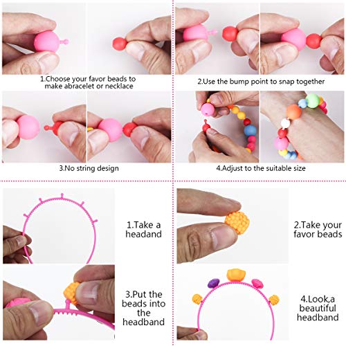 HellDoler Pop Beads,Kit de Fabricación de Joyas para Niños con Más de 400 Piezas Artes y Manualidades con Pop Beads para Hacer Collares, Pulseras, Anillos para Niños y Niñas