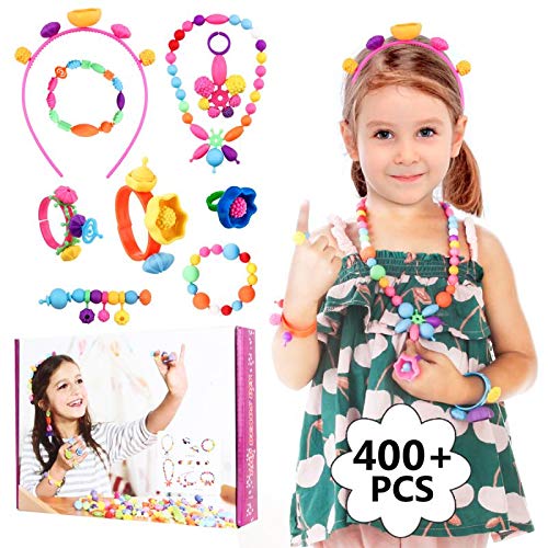 HellDoler Pop Beads,Kit de Fabricación de Joyas para Niños con Más de 400 Piezas Artes y Manualidades con Pop Beads para Hacer Collares, Pulseras, Anillos para Niños y Niñas