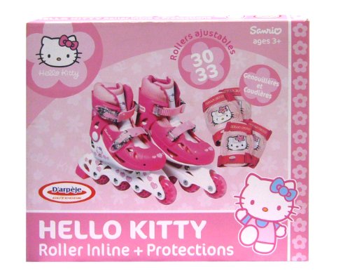 HELLO KITTY - Patin en linea tamano 2 = 34-37 + 2 protecciones