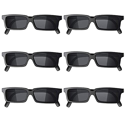 henan 6 Piezas Gafas para Fiestas, Gafas de Fiesta Negras, Gafas Negras Con Montura Cuadrada para Adultos Niños Fiesta Temática de Espías Fiesta de Cumpleaños Gafas Photo Booth Atrezzo, Negro