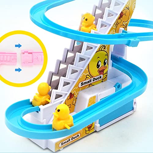 Hengjierun Juguete para Subir escaleras de Pato, Escalera eléctrica para Subir de Pato Juego de Pista de Pato con música y Luces LED Juego de Pista de Carre-ra de Pato Juguete de Regalo para niños