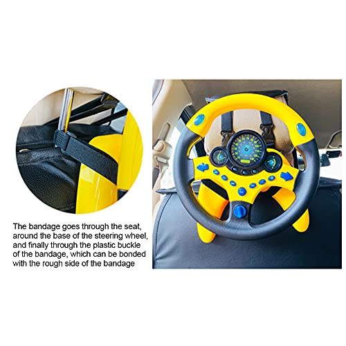 Herbests Volante de Juguete con Música, Volante de Juguete para Niños, Simulador de Conducción Volante Juguete Educativo Juguete de Simulación de Coche para la Primera Infancia, Amarillo