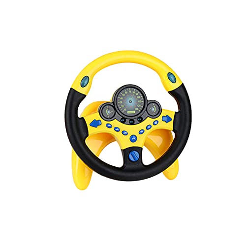 Herbests Volante de Juguete con Música, Volante de Juguete para Niños, Simulador de Conducción Volante Juguete Educativo Juguete de Simulación de Coche para la Primera Infancia, Amarillo