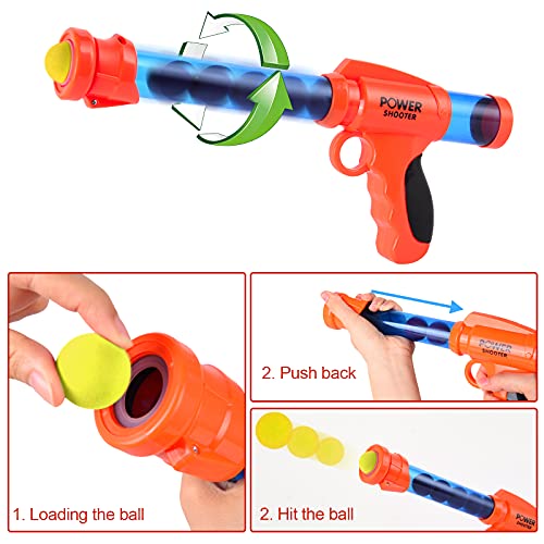 Herefun Juego de Tiro para Niños, 2 PCS Pistola de Juguete, Juegos de Tiro al Blanco al Aire Libre con 24 Bolas de Espuma + Blanco de Tiro de Pie + Gafas de Seguridad, Regalo Ideal para Niños y Niñas