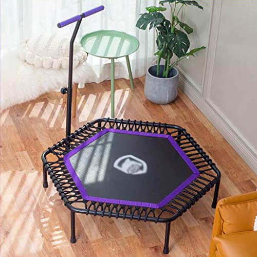 Hexagonal de fitness trampolín con la altura del apoyabrazos ajustable, Adulto Home Entertainment cubierta de salto de cama, cama elástica universal for niños y niñas de entrenamiento 300 libras Max