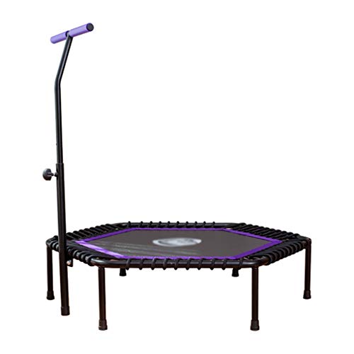 Hexagonal de fitness trampolín con la altura del apoyabrazos ajustable, Adulto Home Entertainment cubierta de salto de cama, cama elástica universal for niños y niñas de entrenamiento 300 libras Max