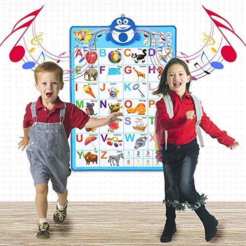 HEY FOLY Póster del alfabeto, gráfico electrónico interactivo del alfabeto, carteles educativos hablando ABC y 123s y póster de música, el mejor regalo para niños que aprenden