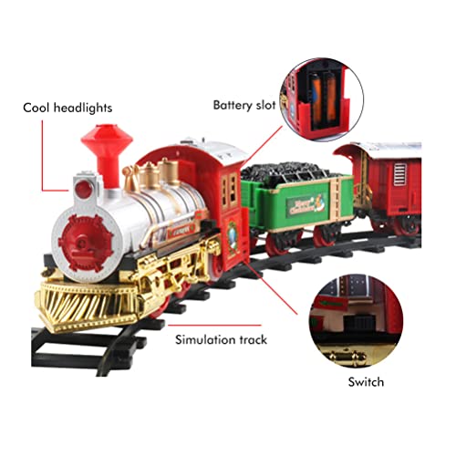 HeyBest Juego de Trenes navideños, Juego de Trenes eléctricos navideños para niños Tren ferroviario eléctrico con luz y Sonido Fiesta en casa Decoración del árbol de Navidad Regalo para niños