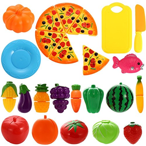 HMILYDYK - Set de regalo para niños con forma de rompecabezas de plástico para cocina, pretendido, juego educativo, puzzle de aprendizaje 24 pieces with pizza