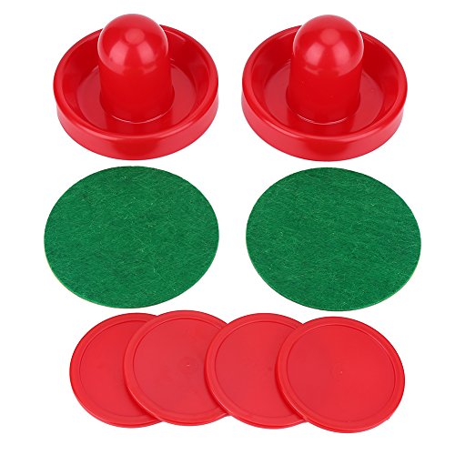 Hockey Pusher Poussoir, Poussoirs de Hockey sur Glace 2 Air Hockey Pushers 2 Rondelles de Hockey de Table Poignées 4 Rondelles de Rechange Accessoires de Remplacement pour Jeux de Tables Rouge(M 76mm)