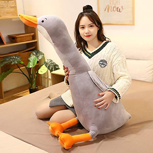 hokkk 70/90/120 CM encantadores Juguetes de Peluche de Ganso Almohada de Dormir de Animales de Peluche cojín de Ganso Blanco Kawaii para niños Regalo de cumpleaños de bebé 70 cm Gris