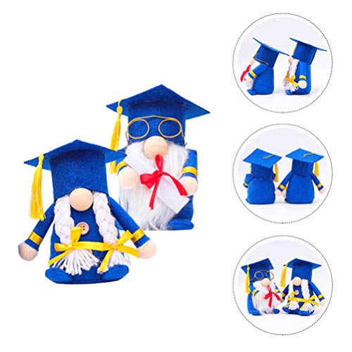 Holibanna 2 Unids Graduación Enano Dwarf Muñeco Muñeco Mrs Hecho A Mano Pequeños Gnomos Adornos Accesorios Sin Rostro Muñecas De Pie Peluche Ceremonia De Graduación 2022 Regalo para La