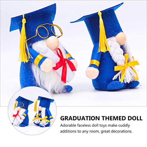 Holibanna 2 Unids Graduación Enano Dwarf Muñeco Muñeco Mrs Hecho A Mano Pequeños Gnomos Adornos Accesorios Sin Rostro Muñecas De Pie Peluche Ceremonia De Graduación 2022 Regalo para La