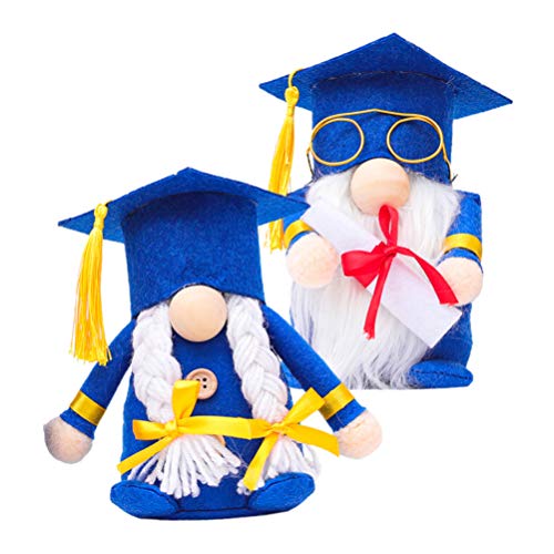 Holibanna 2 Unids Graduación Enano Dwarf Muñeco Muñeco Mrs Hecho A Mano Pequeños Gnomos Adornos Accesorios Sin Rostro Muñecas De Pie Peluche Ceremonia De Graduación 2022 Regalo para La