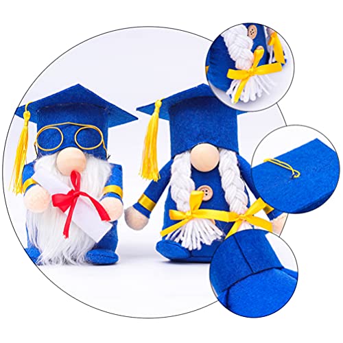 Holibanna 2 Unids Graduación Enano Dwarf Muñeco Muñeco Mrs Hecho A Mano Pequeños Gnomos Adornos Accesorios Sin Rostro Muñecas De Pie Peluche Ceremonia De Graduación 2022 Regalo para La