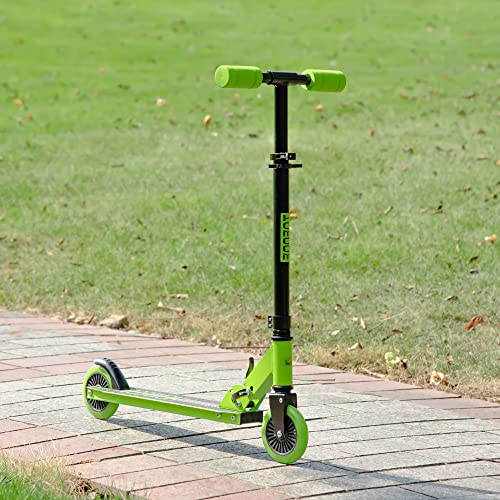 HOMCOM Patinete para Niños de +3 Años Plegable Scooter de 2 Ruedas con Manillar Altura Ajustable Freno Posterior y Pedal Antideslizante Carga 50 kg 67,7x34x79,5-89,5 cm Verde