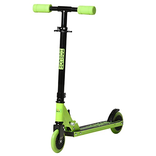 HOMCOM Patinete para Niños de +3 Años Plegable Scooter de 2 Ruedas con Manillar Altura Ajustable Freno Posterior y Pedal Antideslizante Carga 50 kg 67,7x34x79,5-89,5 cm Verde