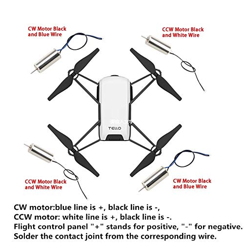 HONG YI-HAT HongYi 2 Pares de Electrical Machine Sentido horario Motor (CW) y en Sentido Contrario del Motor (CCW) for dji Tello for dji Drone Parts Accesorios avión no tripulado