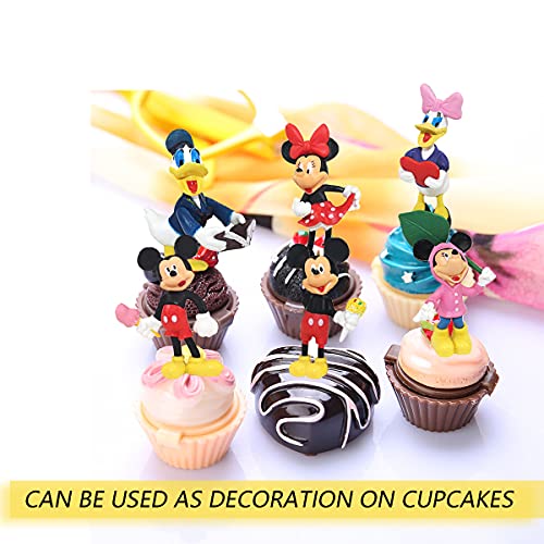 HONGECB Juego de Mini figuras Mickey,Mickey Cake Topper Mini Juego de Figuras para Fiesta de cumpleaños Figuras para decoración de Tartas 6 Piezas