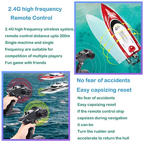 HONGXUNJIE Barco Teledirigido Lancha para Adultos y Niños Teledirigida RC Boat,Lancha de Carreras Electrónica de Alta Velocidad,2.4G 180° Flip/25/35KM/H,Regalos Niños (806B-Greed)