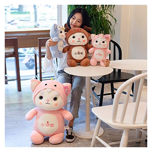 Hot Dibujos animados Cat Relleno Animales Peluche Toys Kawaii Muñeca suave Dress Up Giraffe Frog Penguin Dinosaur Kids Plushie Doll Girls Regalo Juguetes de peluche ( Color : A , Height : 25cm )