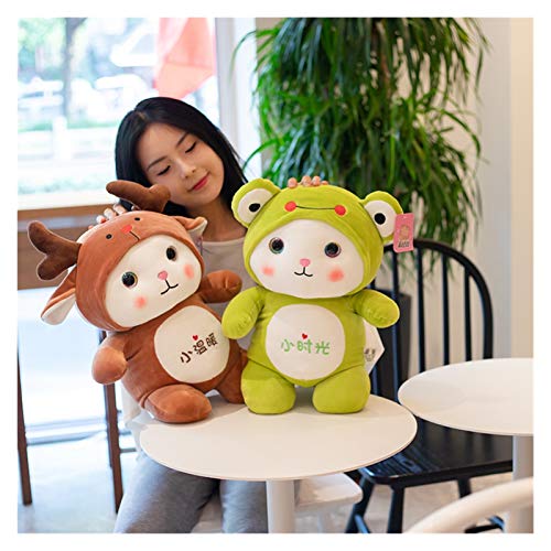 Hot Dibujos animados Cat Relleno Animales Peluche Toys Kawaii Muñeca suave Dress Up Giraffe Frog Penguin Dinosaur Kids Plushie Doll Girls Regalo Juguetes de peluche ( Color : A , Height : 25cm )