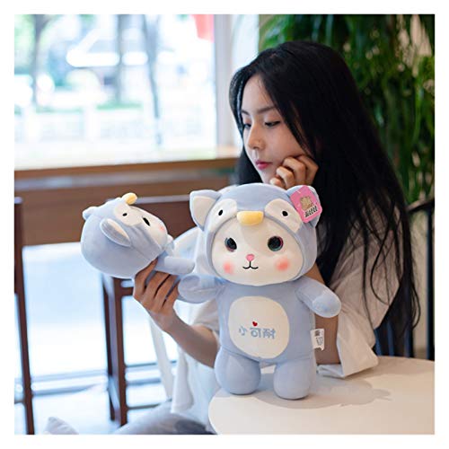 Hot Dibujos animados Cat Relleno Animales Peluche Toys Kawaii Muñeca suave Dress Up Giraffe Frog Penguin Dinosaur Kids Plushie Doll Girls Regalo Juguetes de peluche ( Color : A , Height : 25cm )