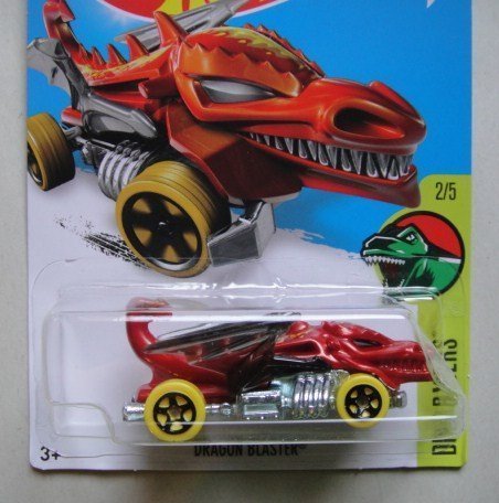 Hot Wheels 2016 Dino Riders Dragon Blaster Red (Dragon Car) 247/250 (Tarjeta larga)