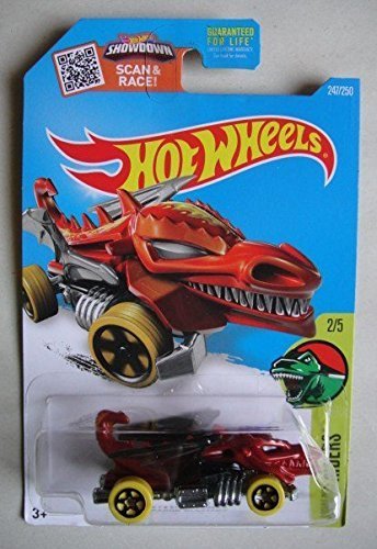 Hot Wheels 2016 Dino Riders Dragon Blaster Red (Dragon Car) 247/250 (Tarjeta larga)