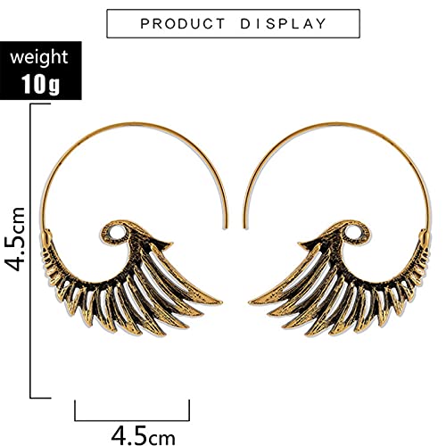 HOUHU Pendientes De Borla Pavo Real Vintage,Pendientes Plumas para Mujer Colgantes,Pendientes Colgantes éTnicos Antiguos, Regalos JoyeríA Moda NiñA 4.5cm 1 Oro y 1 Plata