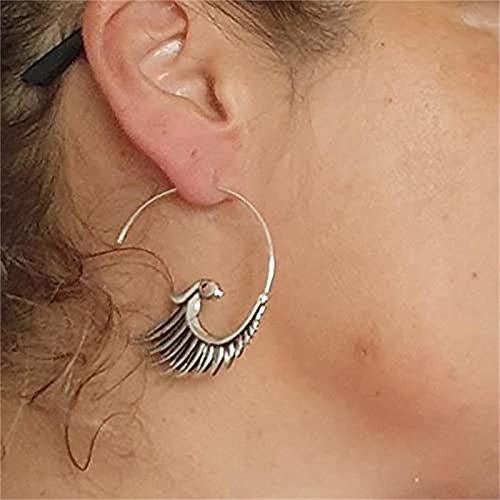 HOUHU Pendientes De Borla Pavo Real Vintage,Pendientes Plumas para Mujer Colgantes,Pendientes Colgantes éTnicos Antiguos, Regalos JoyeríA Moda NiñA 4.5cm 1 Oro y 1 Plata