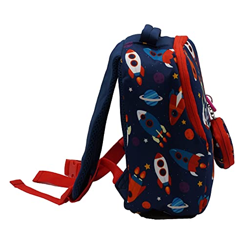 HOVUK® Mochila de jardín de infancia de 25 cm para niños hecha de neopreno con estampado de Disney personaje fuera de este planeta, multicolor, utilizable para unisex de 4 años en adelante