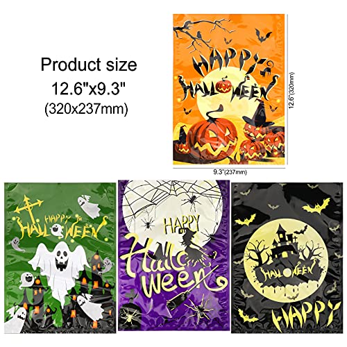 HOWAF Halloween Bolsas de Regalo, 12 pcs Gran tamaño Halloween Bolsas Plástico, Bolsa de Dulces, Bolsa cumpleaños Infantil, Bolsas para chuches para Niños Suministros Fiesta de Halloween