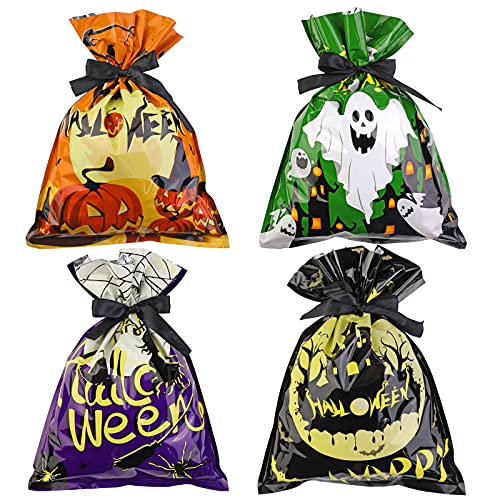 HOWAF Halloween Bolsas de Regalo, 12 pcs Gran tamaño Halloween Bolsas Plástico, Bolsa de Dulces, Bolsa cumpleaños Infantil, Bolsas para chuches para Niños Suministros Fiesta de Halloween