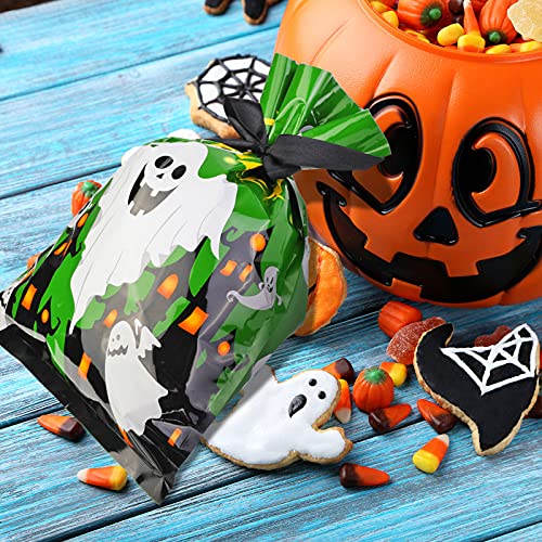 HOWAF Halloween Bolsas de Regalo, 12 pcs Gran tamaño Halloween Bolsas Plástico, Bolsa de Dulces, Bolsa cumpleaños Infantil, Bolsas para chuches para Niños Suministros Fiesta de Halloween