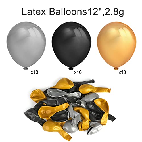 HOWAF Nochevieja 2022 decoración de Año Nuevo Fiestas, 40Inch número 2022 Globos Gigantes y 18Inch Globos en Forma de Estrella (4pcs) Dorados Negro Plata de Látex Globos (30pcs)