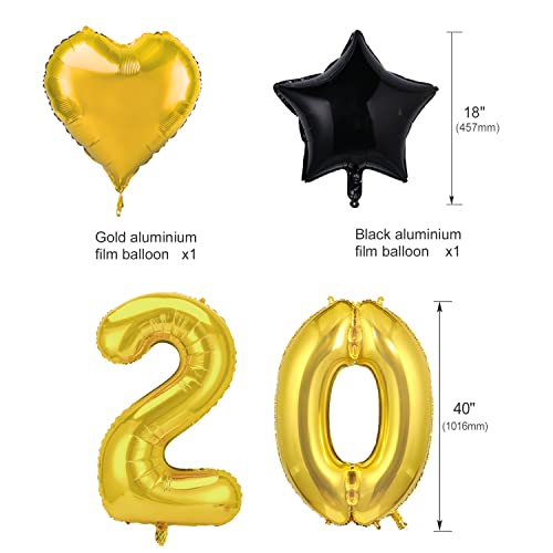 HOWAF Nochevieja 2022 decoración de Año Nuevo Fiestas, 40Inch número 2022 Globos Gigantes y 18Inch Globos en Forma de Estrella (4pcs) Dorados Negro Plata de Látex Globos (30pcs)