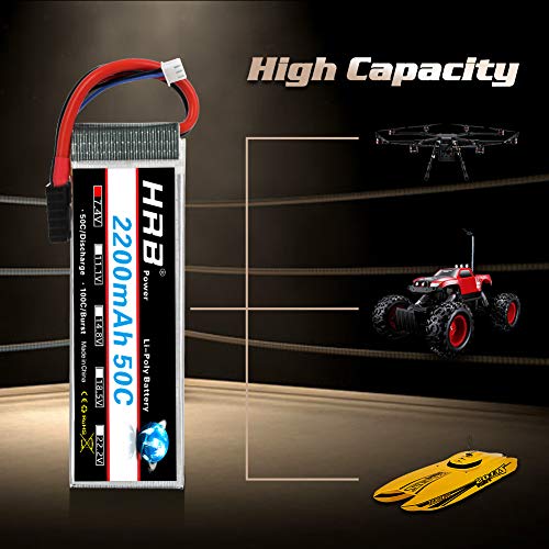 HRB 2pcs 2S 7.4V 2200mAh 50C Batería Lipo con TR Enchufe para RC Helicóptero Avión Coche Barco Barco