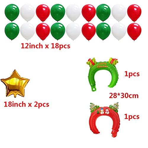 HTZ-M 31 Piezas decoración de Fiesta de Navidad Rojo Verde Dorado Cortina Juego de Globos de Papel de Aluminio Cortinas Brillantes Juego de Globos de Papel de Aluminio