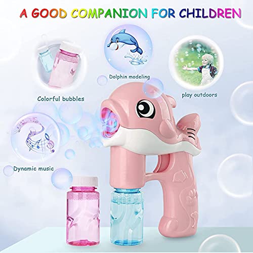 HUA Maquina Burbujas,Maquina Burbujas para Niños,Soplador de Burbujas,Maquina Burbujas de Jabon Ninos,Maquina Pompas JabonMáquina de Burbujas Automática con Luces y Música（rosado）