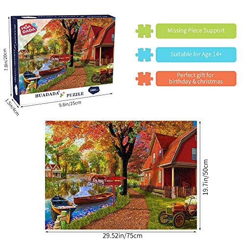 HUADADA Puzzle 1000 Piezas 70x50cm Puzzles Infantiles Puzzle Paisaje de Otoño con Foto Reducir la Presión Puzzles para Adultos