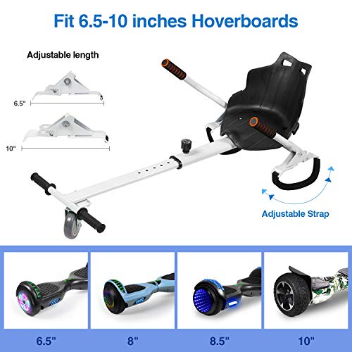 Huanhui Hoverkart Niños, HoverCart Ajustable Adaptarse a 6.5 8.5 y 10 Pulgadas Hover Board, Go Kart Hover Kart para Niños y Adulto