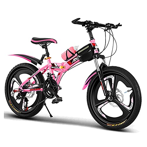 HUAQINEI Bicicleta de 20"para niños al Aire Libre, para niños y niñas de 9-14 años, Bicicleta de montaña Ajustable para niños, Rojo, Azul, Rosa