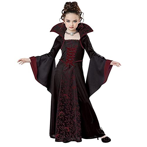 HUBA Vestido de princesa de manga larga para disfraz de cosplay, vestido festivo negro, vestido de baile, vestido de fiesta para carnaval, Halloween, cumpleaños, Navidad, fiesta de Belle, Vino, 150