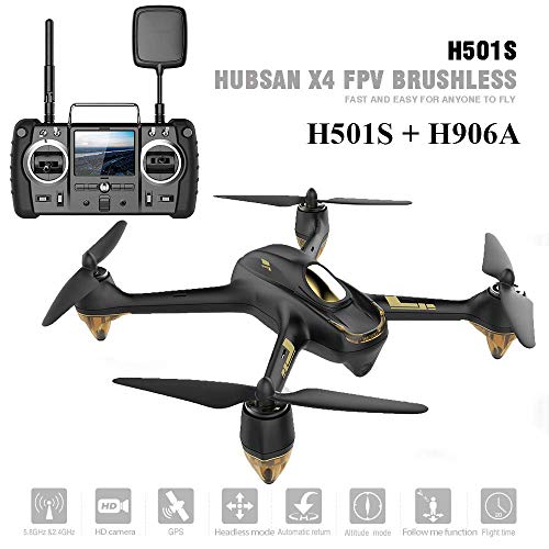 HUBSAN H501s x4 Pro 5.8G FPV Cuadricoptero 10 Plus Canales sin Cabeza GPS RTF Dron con cámara de 3M píxeles (Negro)