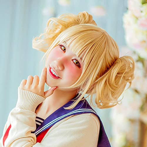 HUIXINLIANG Cosplay Peluca Corta Rizada Peluca Bangs Peluca Halloween Cosplay Traje Peluca Cosplay Peluca Anime Mi Héroe Academia Cos Peluca Dividir Tigre Boca Clip Oro Oro