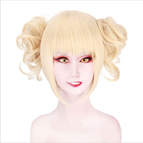 HUIXINLIANG Cosplay Peluca Corta Rizada Peluca Bangs Peluca Halloween Cosplay Traje Peluca Cosplay Peluca Anime Mi Héroe Academia Cos Peluca Dividir Tigre Boca Clip Oro Oro